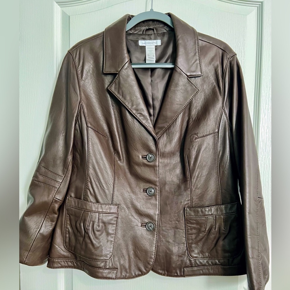 Liz Claiborne Chocolate Brown Leather Jacket